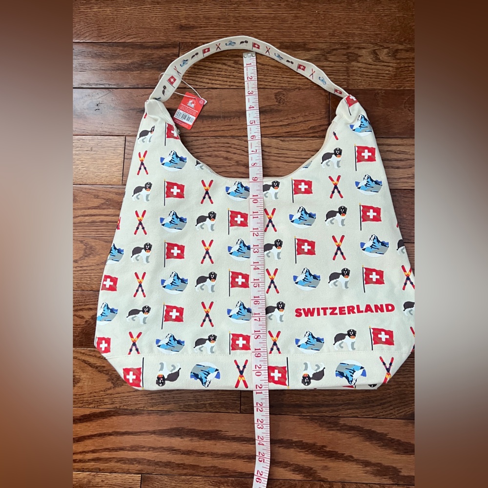 NWT- Swiss Hobo Canvas Bag with Swiss flags and St. Bernard dogs. - Picture 4 of 6